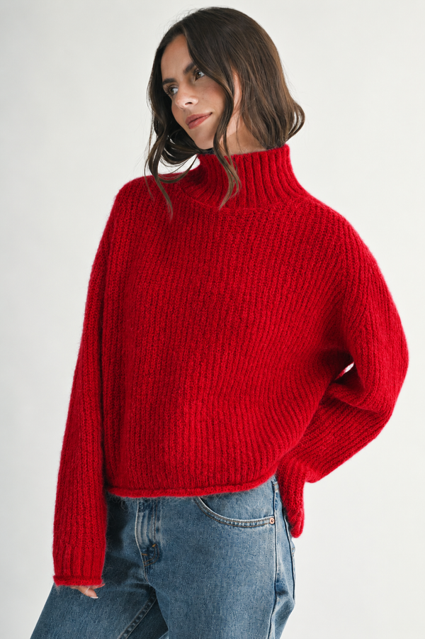 3483ik Soft Brushed Mock Neck Sweater