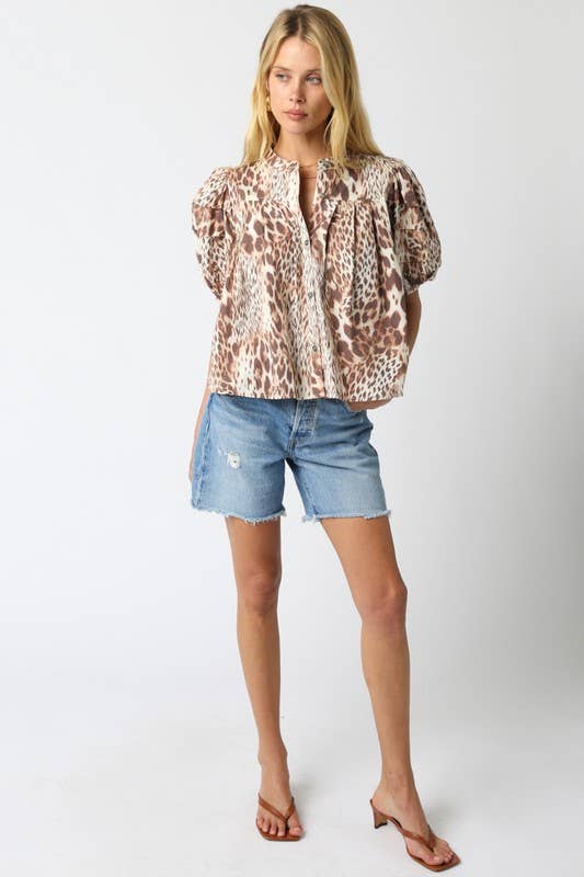 Melisa Leopard Shirt-Blue Hand Home