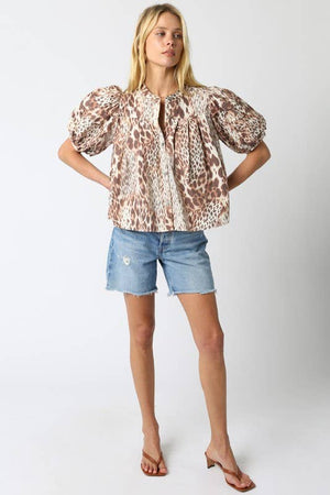 Melisa Leopard Shirt-Blue Hand Home