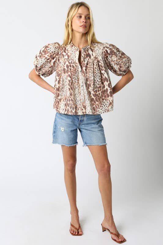 Melisa Leopard Shirt-Blue Hand Home