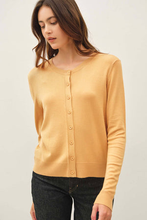 Ultra Soft Essential Basic Crewneck Button Up Cardigan