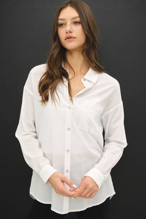 Cotton Blend Light Weight Oversized Classic Shirt-Blue Hand Home