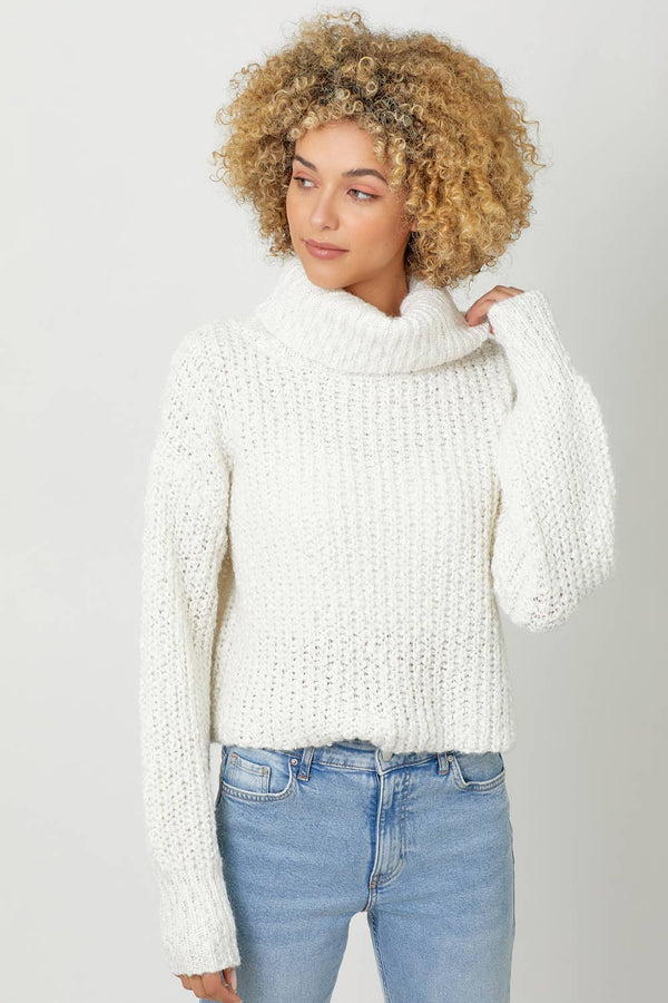 60795 Turtle Neck Cropped Sweater-Blue Hand Home