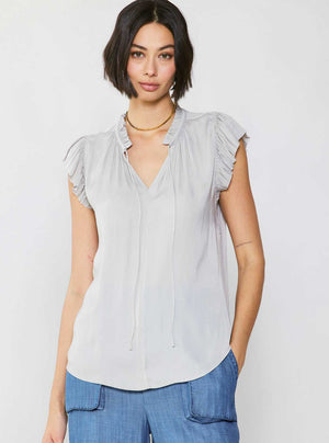 Margot Pleated Sleeve Blouse-Blue Hand Home