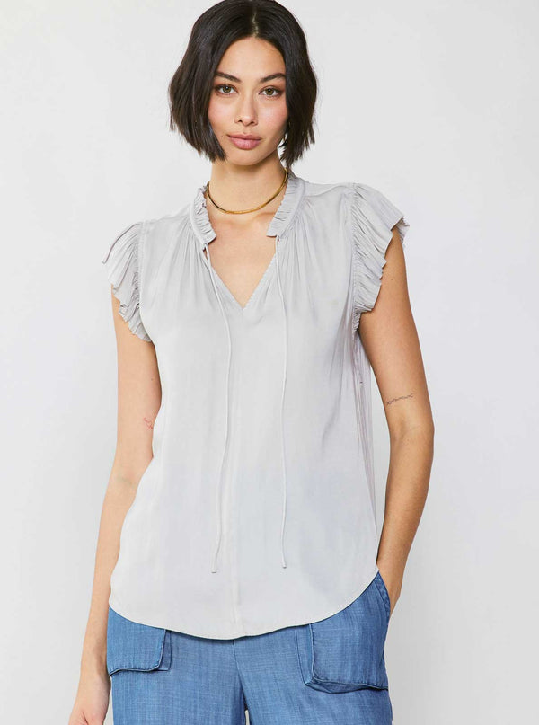 Margot Pleated Sleeve Blouse-Blue Hand Home