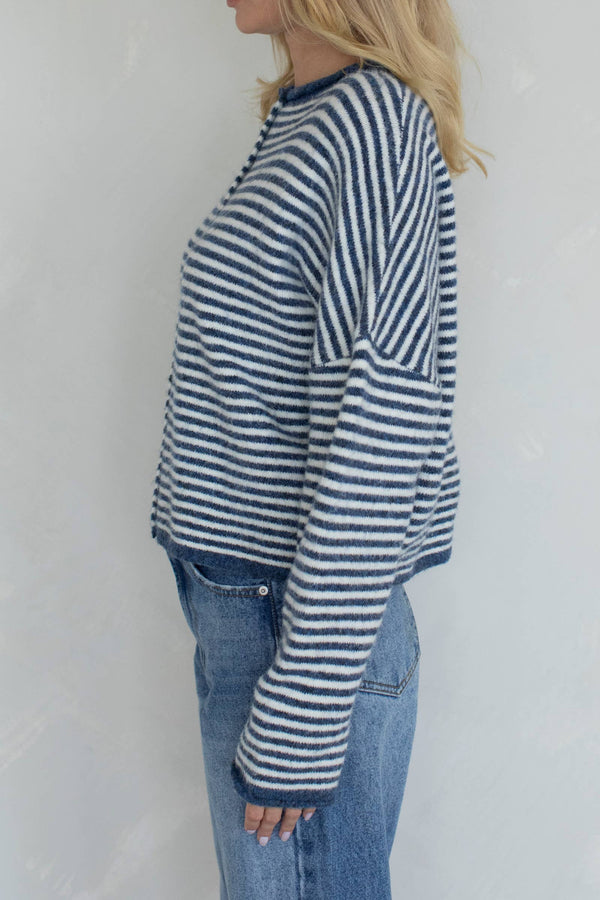 Piper Cardigan - Mini Striped-Blue Hand Home