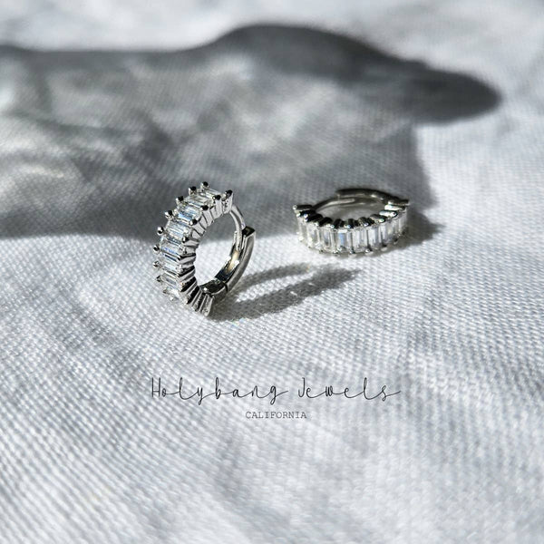 BAGUETTE HUGGIE EARRINGS - E-H1414 / E-HT1189 / E-H1190-Blue Hand Home