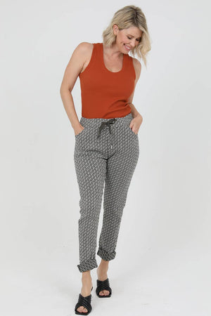 Npa31-Bw73 One Size Jaquard Drawstring Waist Pants