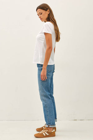 NEW COLOR-GARMENT DYED COTTON SLUB TEE-Blue Hand Home