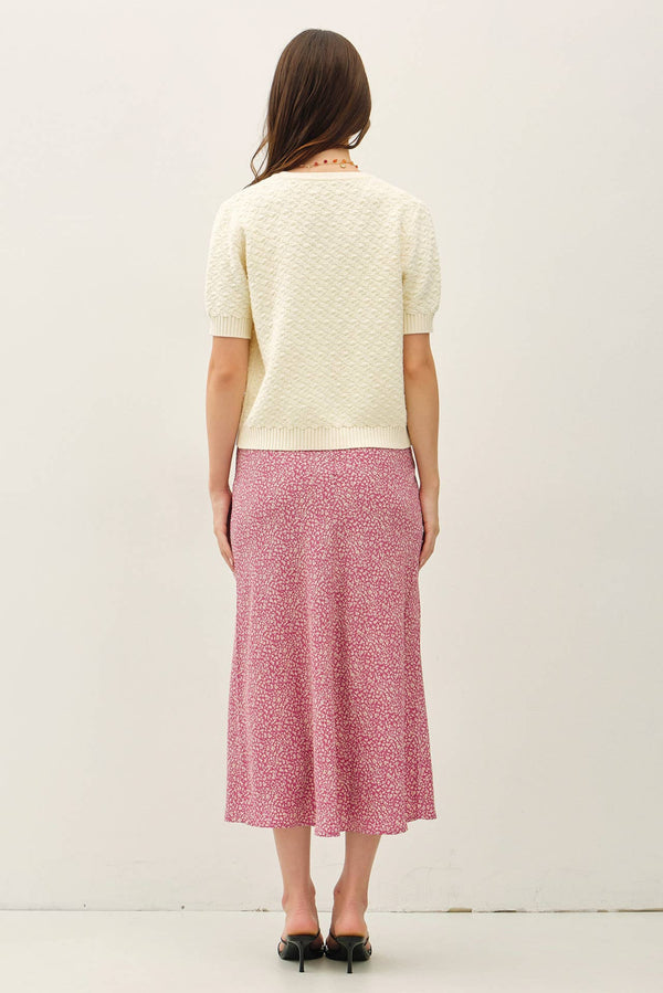 TEXTURED SHORT SLEEVE CARDIGAN-Blue Hand Home