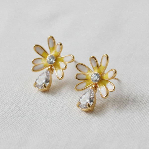 Charming Floral Gemstone Drop Earrings-Blue Hand Home
