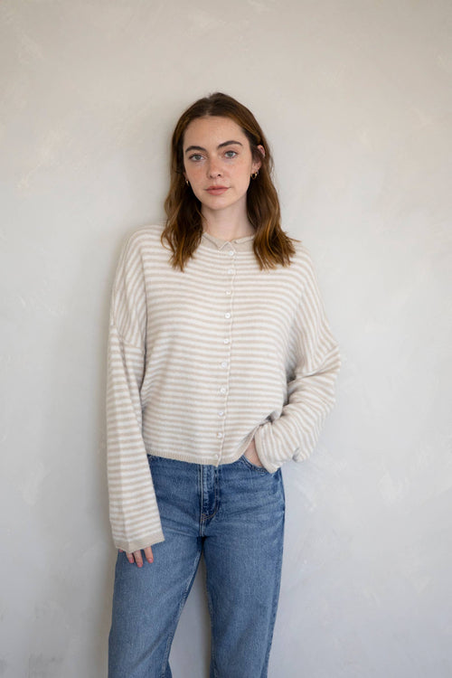 Piper Cardigan - Mini Striped-Blue Hand Home