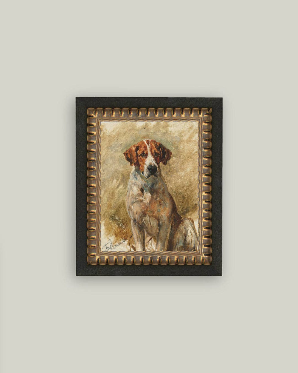 Study of a Hound Framed Antique Art-Blue Hand Home