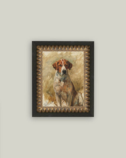 Study of a Hound Framed Antique Art-Blue Hand Home