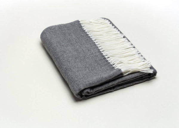 402 - Fringed Herringbone Throws-Blue Hand Home
