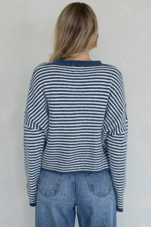 Piper Cardigan - Mini Striped-Blue Hand Home