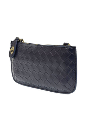 Faux Wide Woven Mini Crossbody Wristlet Clutch-Blue Hand Home