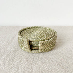 Sweetgrass Coaster Set + Holder-Blue Hand Home