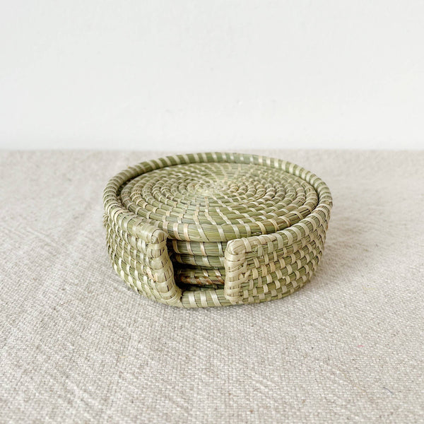 Sweetgrass Coaster Set + Holder-Blue Hand Home