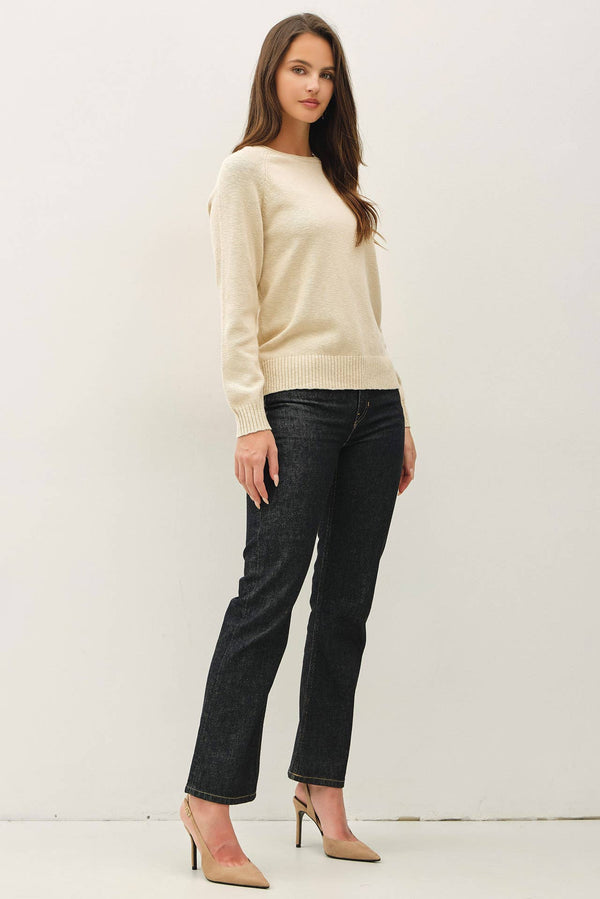 [NEW SHADE]RAGLAN SLEEVE SLUB PULLOVER SWEATER-Blue Hand Home