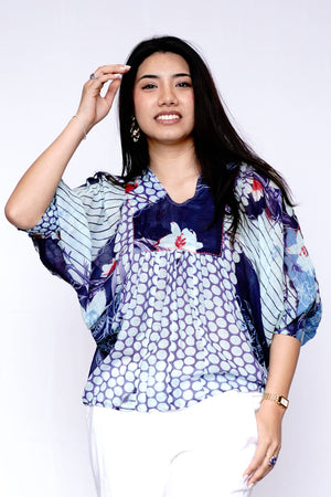 Indigo Mosaic Top - Blue Multi
