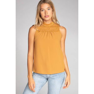 Halter Mock Neck With Lace Trim-Blue Hand Home