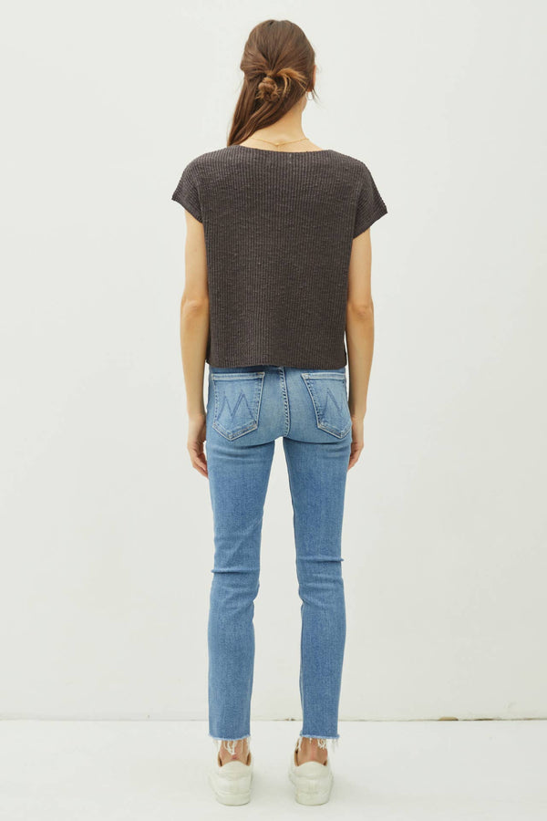 [New Color] Patch Pocket Dolman Cap Sleeve Boxy Knit