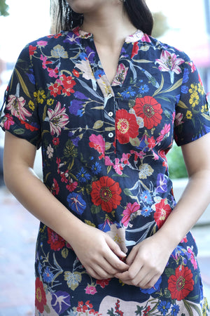 Erish Tunic Dress Black Beige-Blue Hand Home