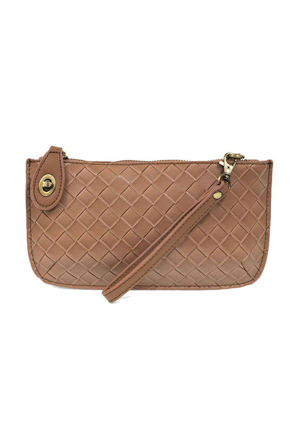 Faux Wide Woven Mini Crossbody Wristlet Clutch-Blue Hand Home