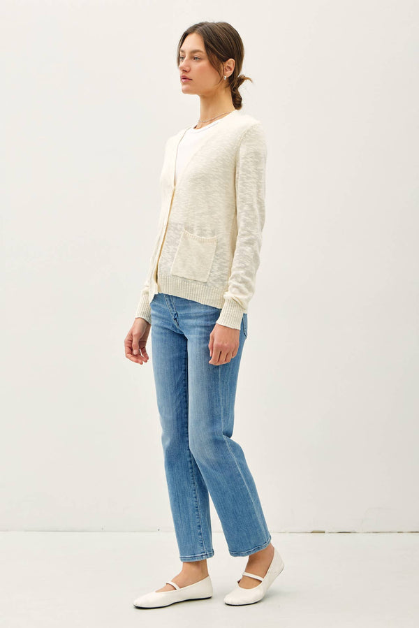 Cotton Slub Button Up Cardigan-Blue Hand Home