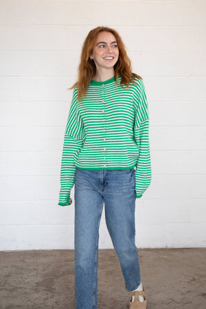 Piper Cardigan - Mini Striped-Blue Hand Home
