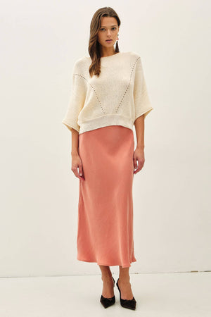 POINTELLE DOLMAN SLEEVE CROPPED SWEATER-Blue Hand Home