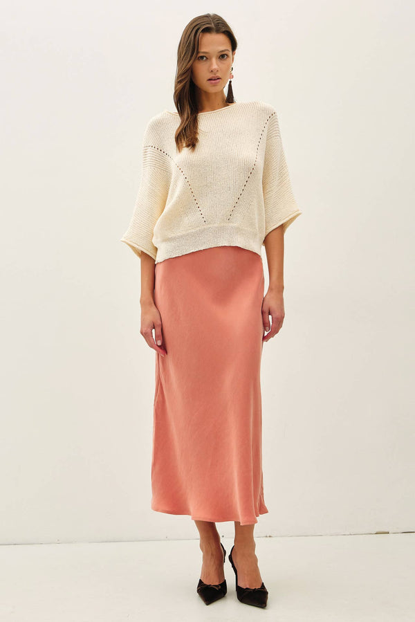 POINTELLE DOLMAN SLEEVE CROPPED SWEATER-Blue Hand Home