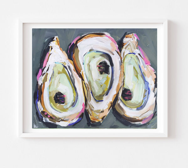 Oyster Print on Paper "Oysters on Blue"-Blue Hand Home