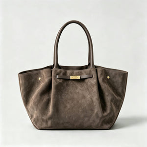 Genuine Suede Bag With Leather Details Made In Italy