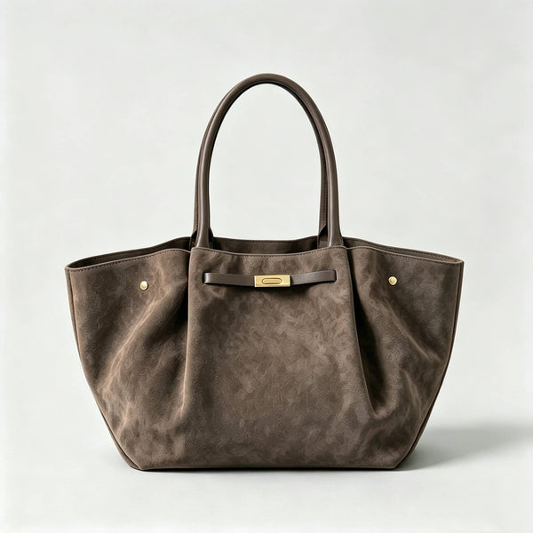 Genuine Suede Bag With Leather Details Made In Italy