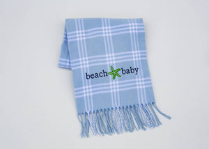 701 - Window Pane Check Flannel With Fringe-Blue Hand Home