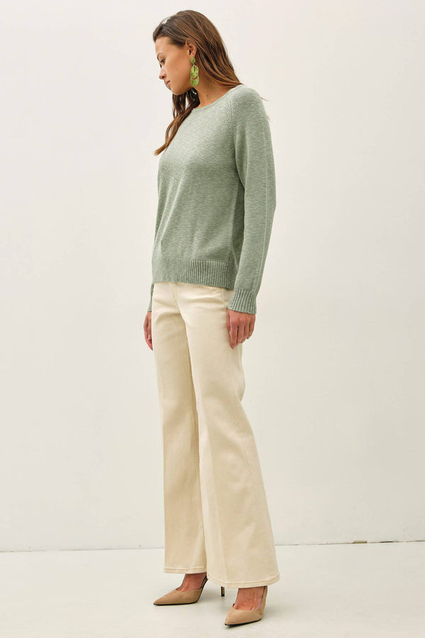 [NEW SHADE]RAGLAN SLEEVE SLUB PULLOVER SWEATER-Blue Hand Home