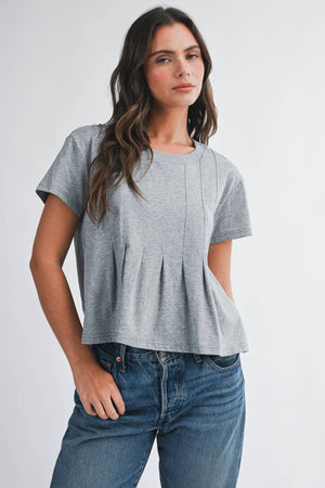 8613HK Pleated Swing Tee Top-Blue Hand Home