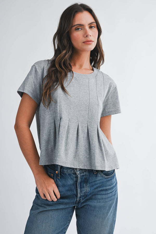 8613HK Pleated Swing Tee Top-Blue Hand Home