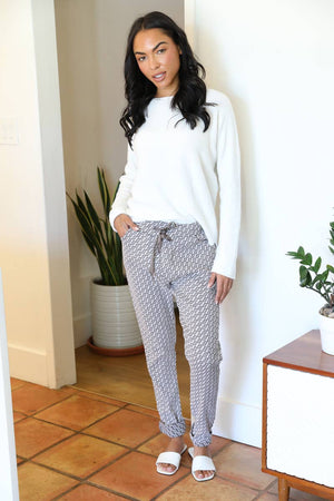 Npa31-Bw73 One Size Jaquard Drawstring Waist Pants