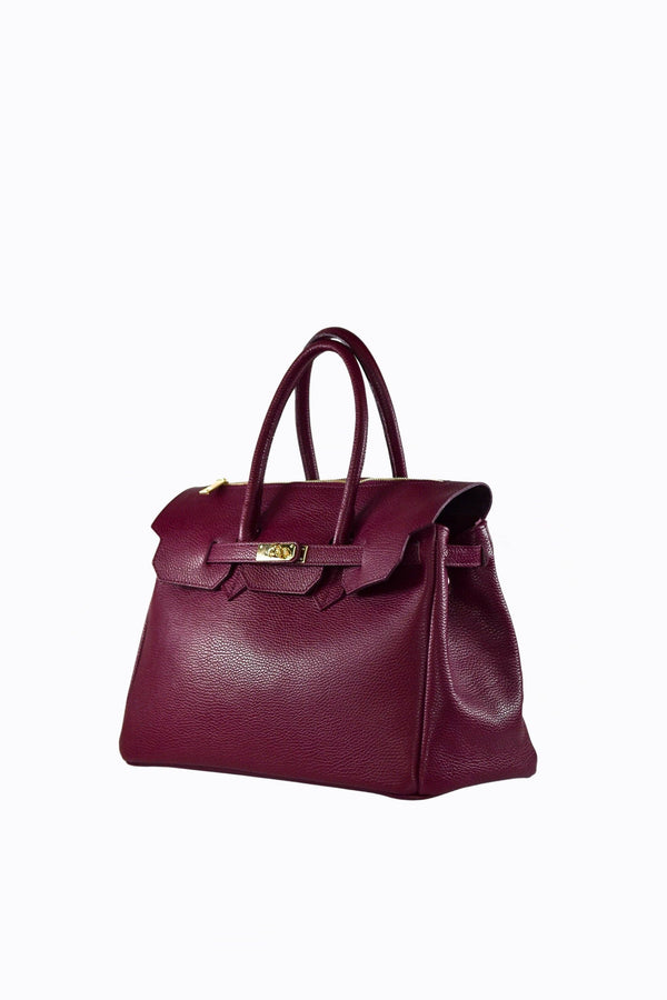 ELIZABETH BAG IN TOGO LEATHER BURGUNDY-Blue Hand Home