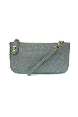 Faux Wide Woven Mini Crossbody Wristlet Clutch-Blue Hand Home