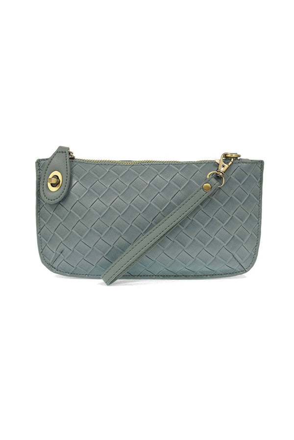 Faux Wide Woven Mini Crossbody Wristlet Clutch-Blue Hand Home