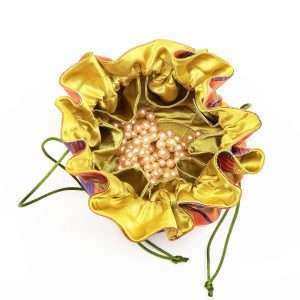 Checker Pattern Brocade Jewelry Pouch-Blue Hand Home