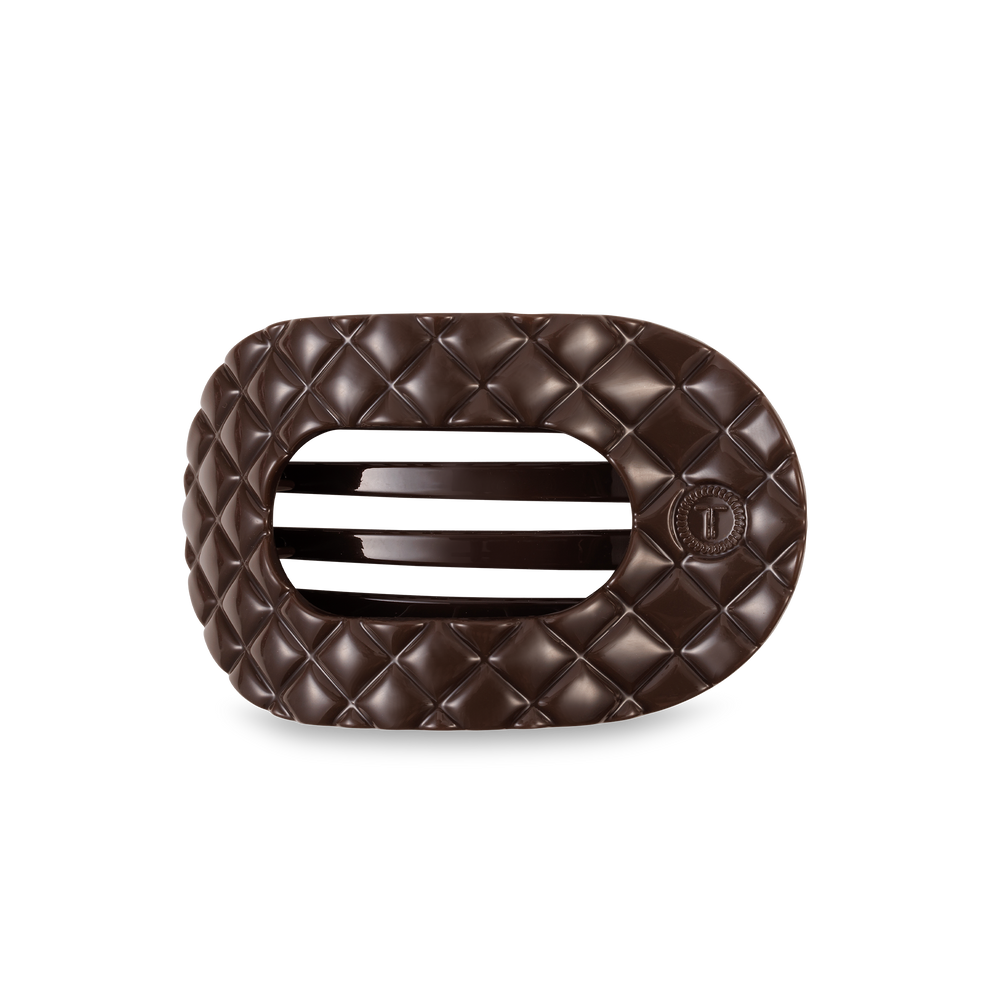 Flat Round Hair Clip | Medium | Truly Taupe Quilted-Blue Hand Home