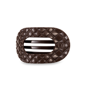 Flat Round Hair Clip | Medium | Truly Taupe Quilted-Blue Hand Home