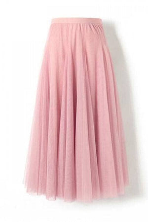 20 colors Flowy Elastic Waist Tulle Pleated Skirt-Blue Hand Home