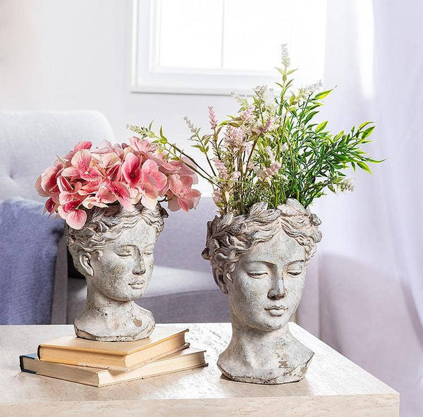 Women Head Planter-Blue Hand Home
