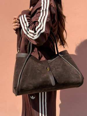 Genuine Suede And Togo Leather Bag, Made In Italy With Strap: Black